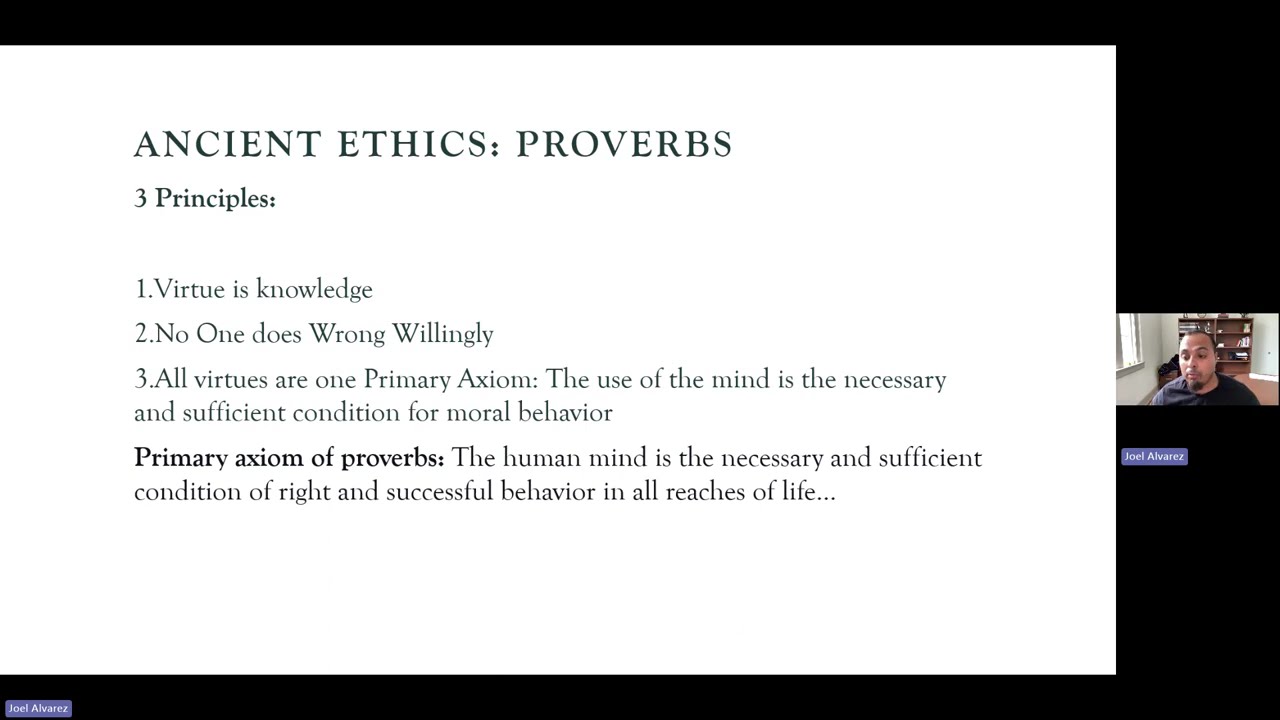 Recorded Lecture Video on the Ethics of Proverbs