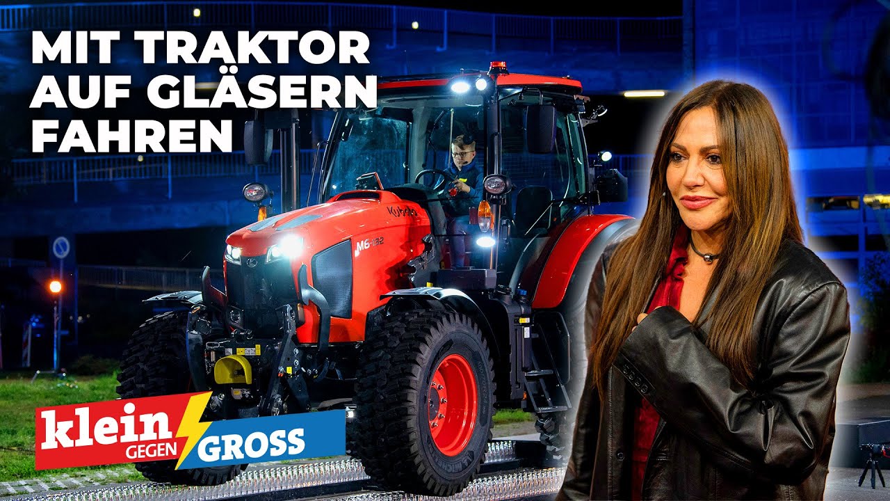 Mit dem Traktor über Biergläser fahren: Mirco (12) vs. Simone Thomalla | Klein gegen Groß