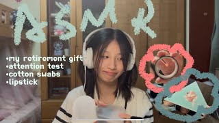ASMR attention test with my retirement gifts…i retired from students’ union) *soft whispers screenshot 5