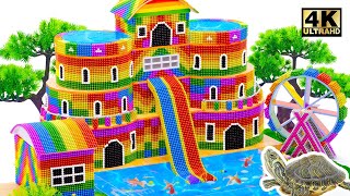 Villa With Water Wheel, Round Infinity Swimming Pool BUILD CHALLENGE | Minecraft Real Life