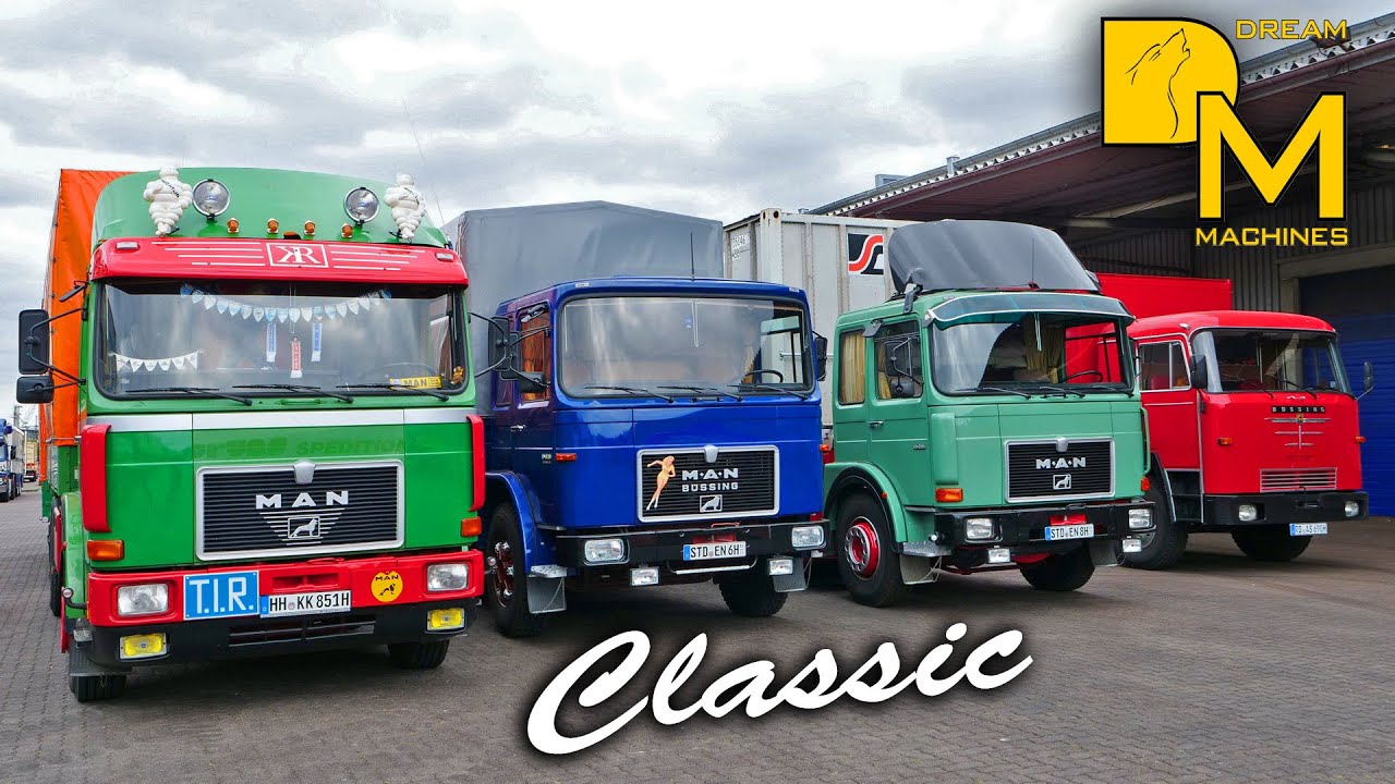 Veteran trucks meeting historical harbour Büssing Magirua Deutz Scania Vabis