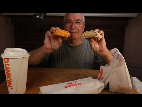 ASMR Trying the New Dunkin Wraps with Coffee and Donuts Mukbang