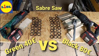 Parkside  PSSAP 20 Li B2 BLACK vs Parkside PSSA 20-LiA1 GREEN  sabre saw šabľová pila  TEST