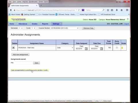 TxConnect Gradebook Training -- Adding Assignments and Grades