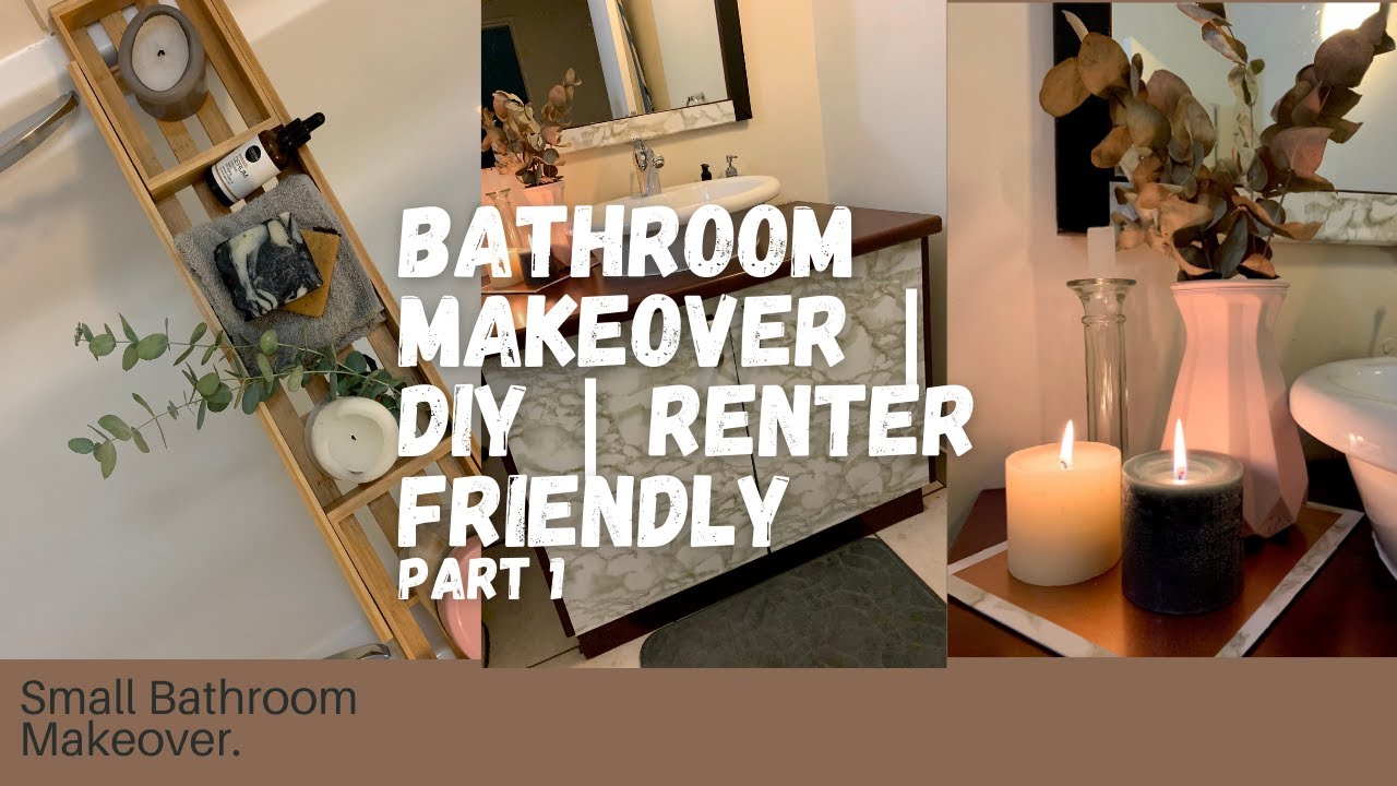 Bathroom Makeover | Renter-Friendly Small Bathroom Makeover | DIY ...