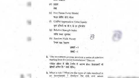 MDU MCOM sem-2 (Investment Management) May-2018