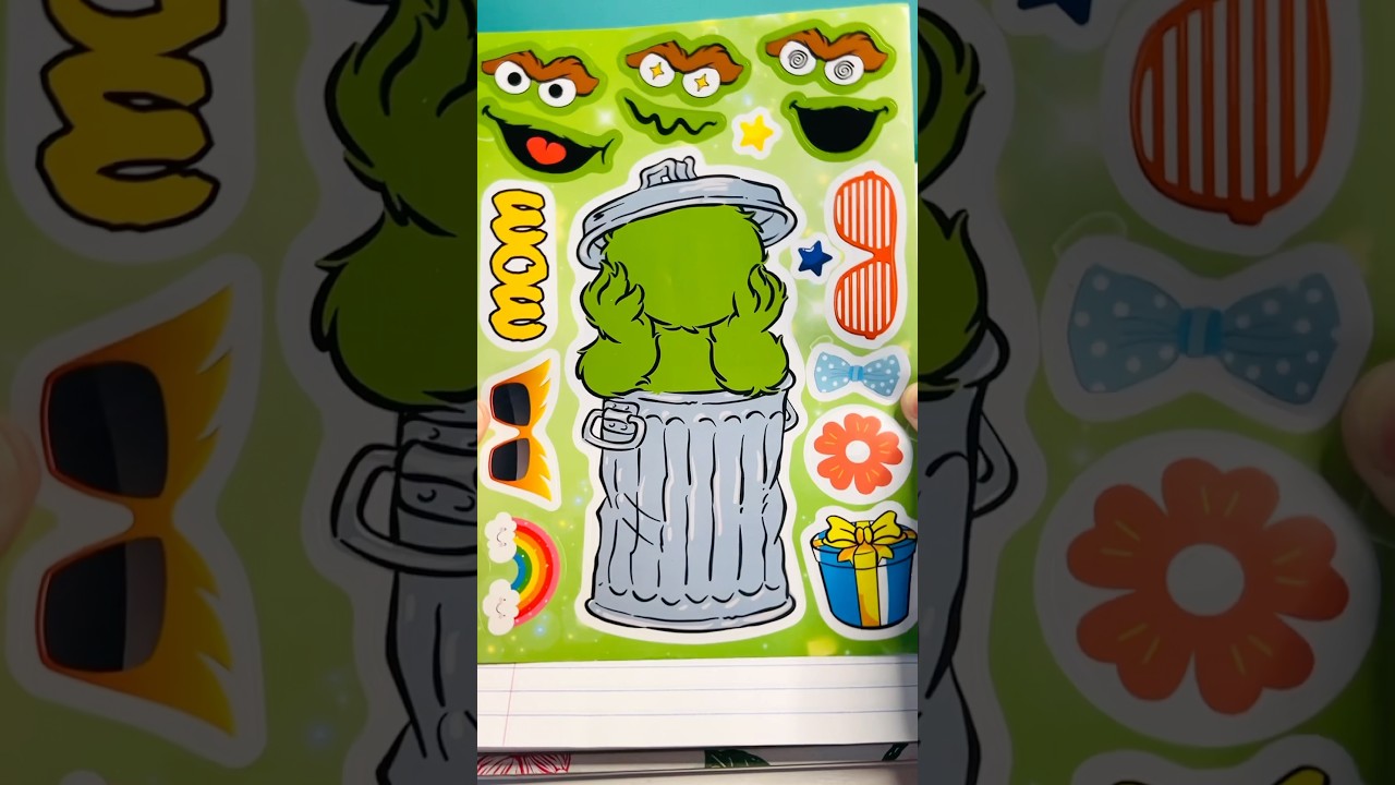 Sesame Street DIY Make a Face Stickers Activity with Oscar the Grouch 🗑️
