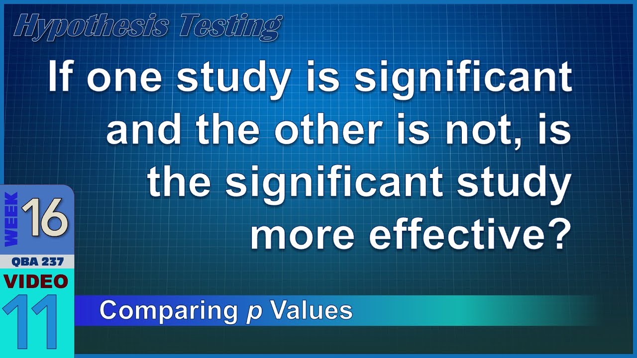 Can We COMPARE Significance? A Tale of Two Studies (16-11)