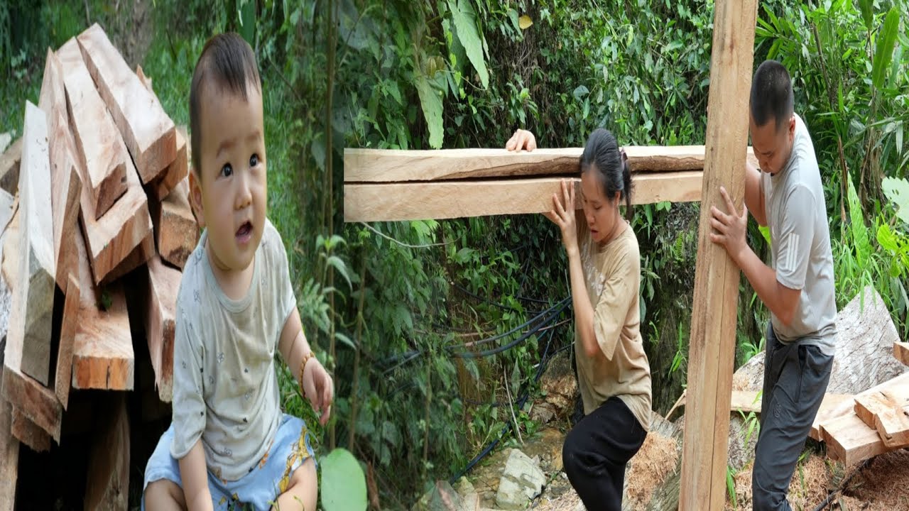 full video episodes - single mother and baby preparing to build a new wooden house