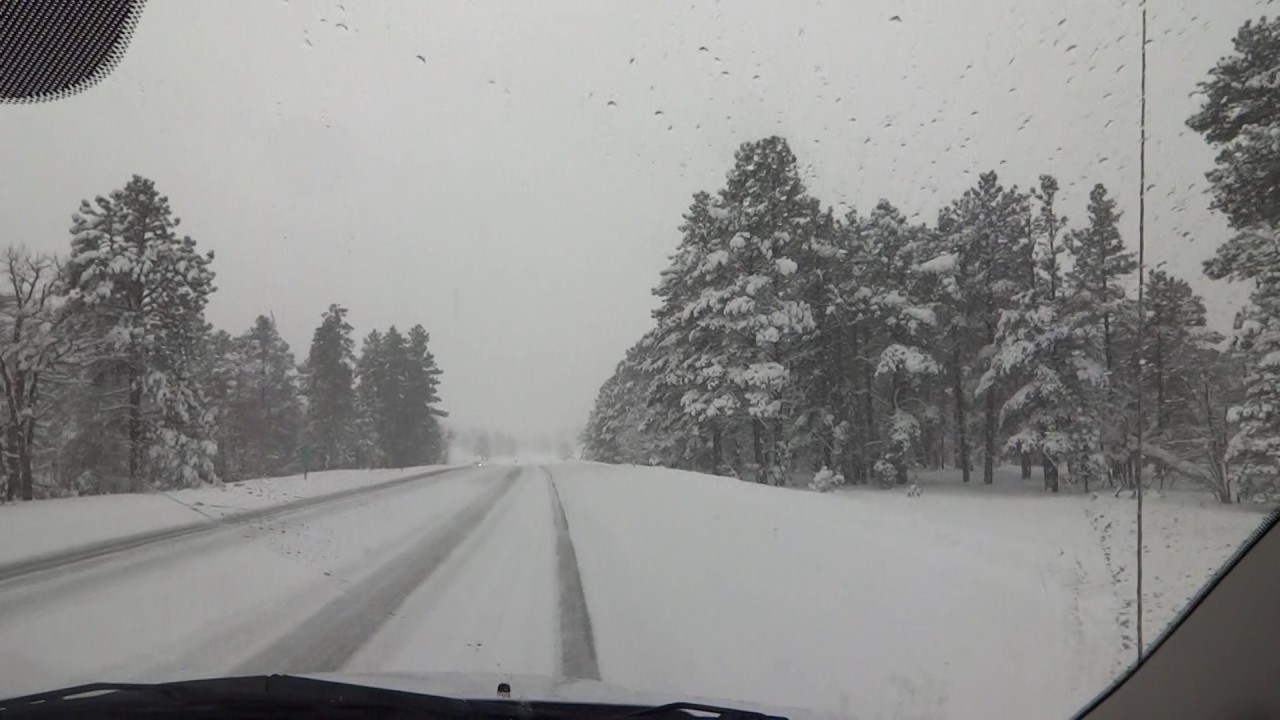 Video of snowstorm on Lake Mary Road Arizona - YouTube