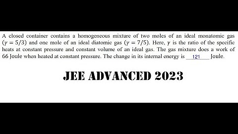 A closed container contains a homogeneous mixture of two moles of an ideal monatomic gas(𝛾 = 5/3)