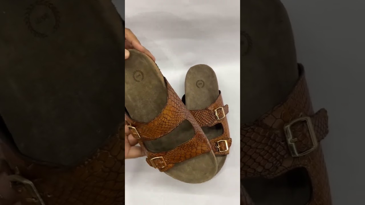 Cork Sandals : Genuine Cobra embossed leather with Cork footpad Sandals for men by asm.