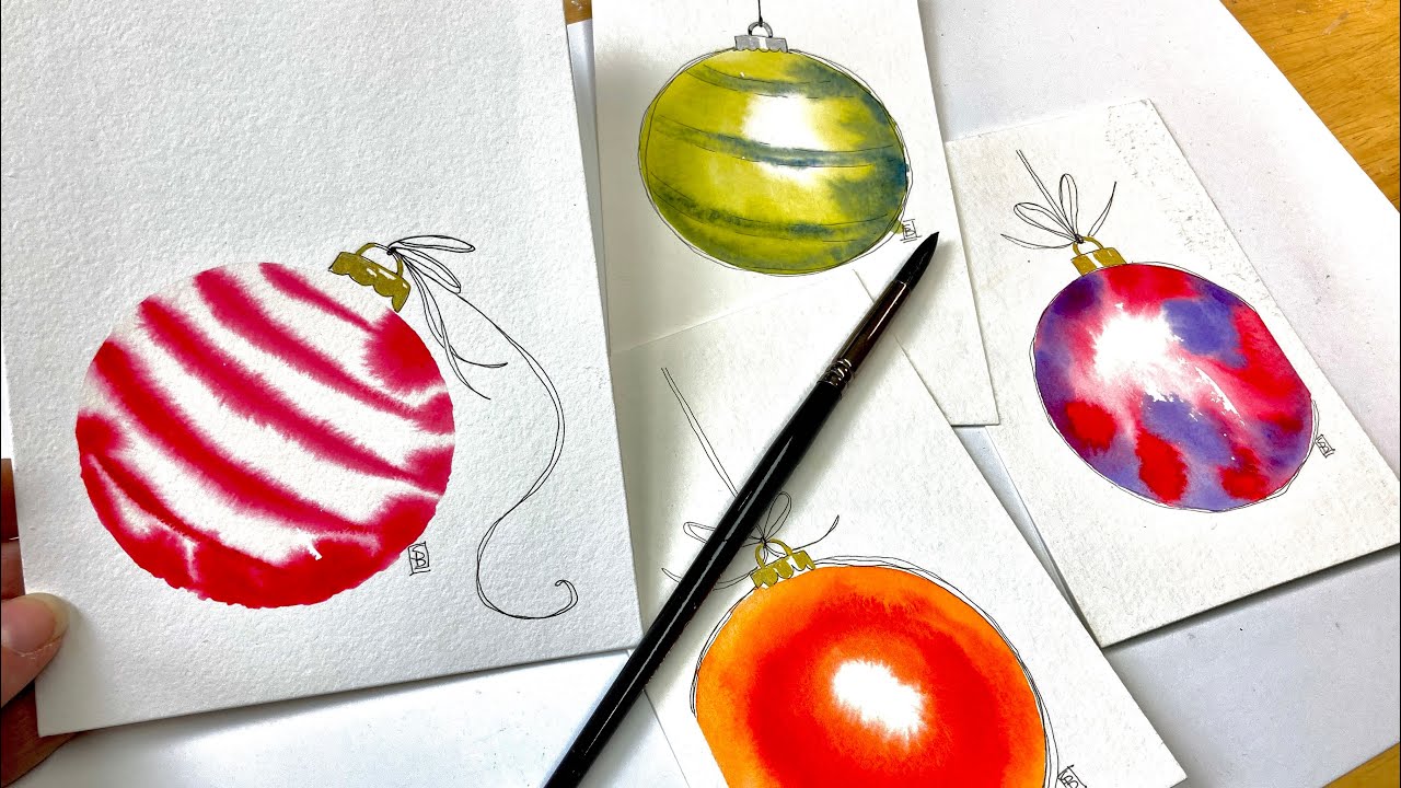 More 5 Minute Holiday Watercolor Cards