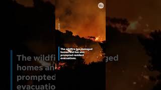 Wildfire forces evacuations of residents and tourists in Crete #Shorts