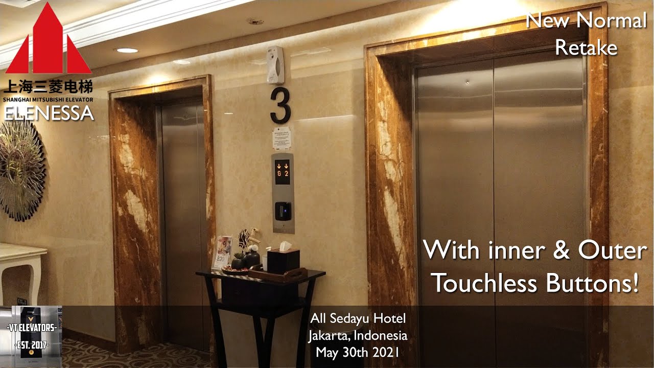 [4K] Shanghai Mitsubishi ELENESSA Passenger Lifts w/ Touchless - All Sedayu Hotel, Jakarta