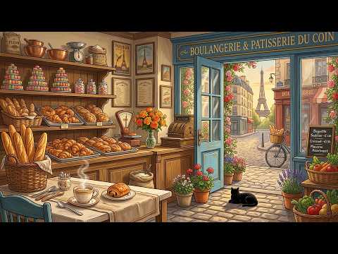 1940s Oldies Drifting from Another Room | Quiet Morning in a Paris Bakery Café