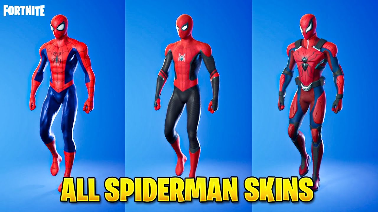 All Spiderman Skins in Fortnite (New Spider-Man Zero) - YouTube