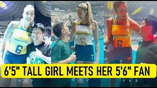 6'5" Tall Girl Meets Her 5'6" Male Fan!
