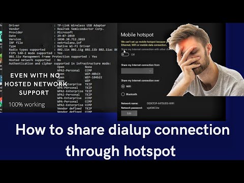 How to share dialup connection through hotspot in windows | Even with no hosted network support |