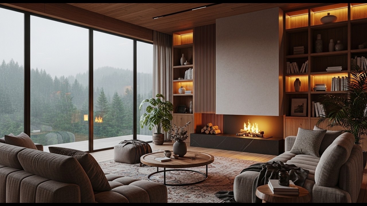 Rainy Living Room Jazz 🛋️ | Cozy Indoor Ambience & Smooth Relaxing Music