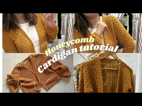 Crochet Cardigan Beginner-friendly super easy tutorial (Honeycomb