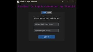 Leather to Psych converter by me
It can convert charts (if you know what to do with it)
It can convert stages (you can adjust offsets inside lua file later)
In the later updates I will add events.json converter and you will be able to choose character names when porting charts.
download: https://drive.google.com/file/d/1vKeZ6_vO5DgnG-JZp0TaiWaRjRin-RWv/view?usp=sharing Leather to Psych converter by me