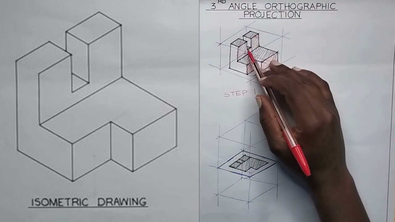 Lesson 2  Third Angle Orthographic Projection #orthographicprojection #engineeringdrawing mp4
