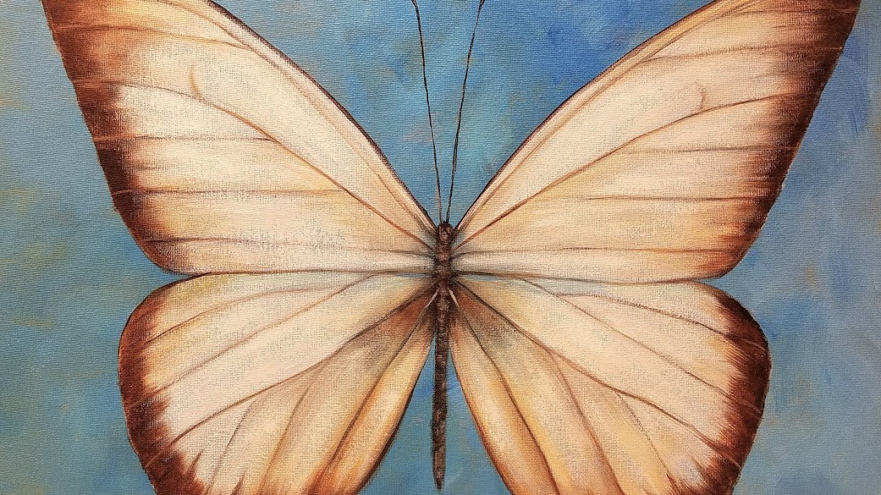 Black and White Butterfly Acrylic Painting Tutorial LIVE Free Step by