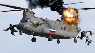 Fall from the sky! Russian military jumps from the sky when helicopter is attacked