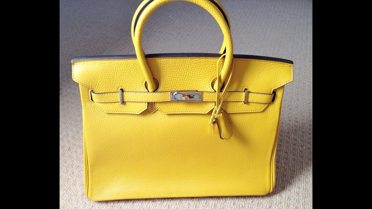 Hermes 35cm Birkin Bag Soleil Yellow Togo Leather with silver ...