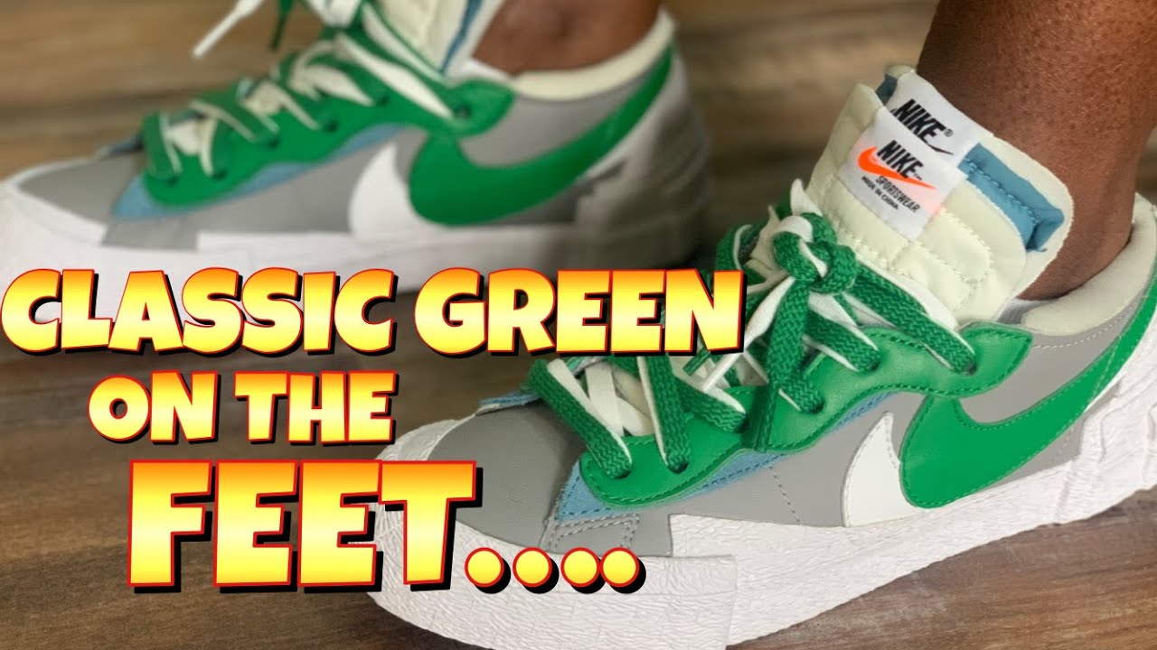 Sacai Nike Blazer low green on my feet....