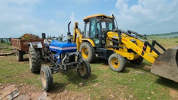 Old JCB 3dx Loading Mud | Powertrac 439 Tractor with Trolley