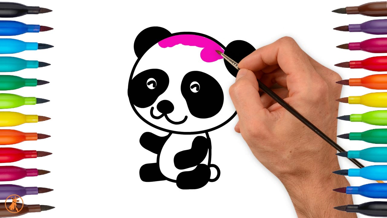 تعلم رسم و تلوين دب الباندا للأطفال How To Draw A Cute Panda