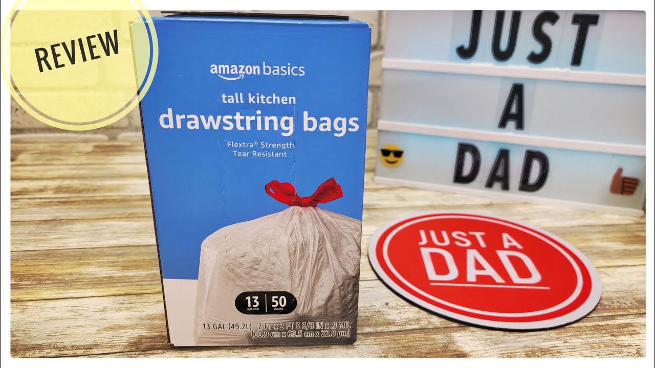 Basics Tall Kitchen Drawstring Trash Bags, 13 Gallon, 120 Count