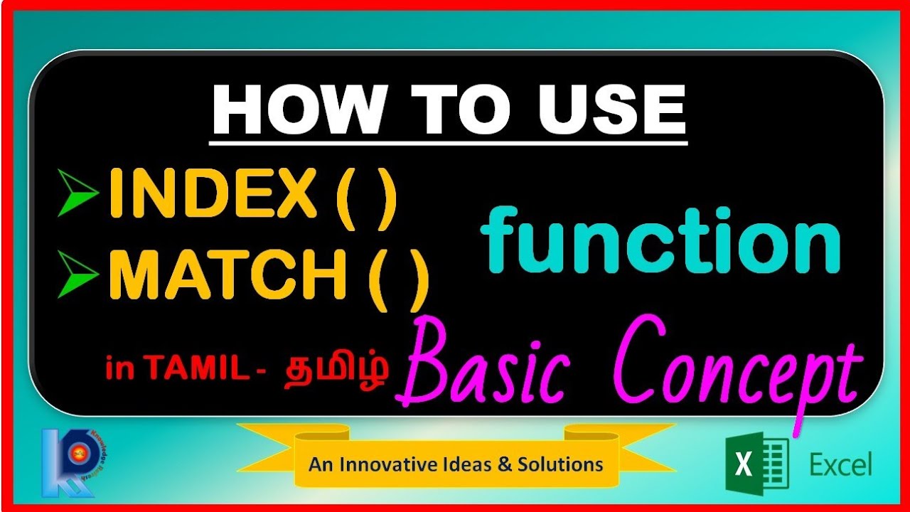 Index and Match function basic concept in Tamil - YouTube