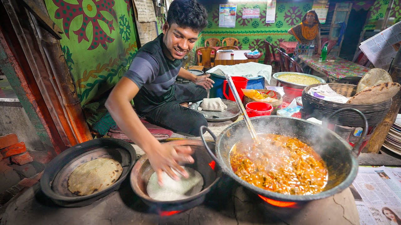 Tastiest Bangladeshi Street Food!! Kalai Roti Making + Eggplant Vorta! | Kushtia, Bangladesh | Mark Wiens