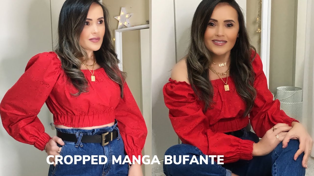 DIY:CORTE E COSTURA CROPPED COM MANGA BUFANTE (SEM MODELAGEM)