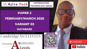 CIE AS Level Information Technology (9626) Paper 2 Database February March 2025 Variant 02
