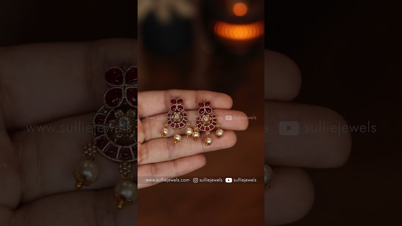 ⭐Green Kemp Stone Necklace with Stud👉Whatsapp Orders : 80957 78479👉www.sulliejewels.com