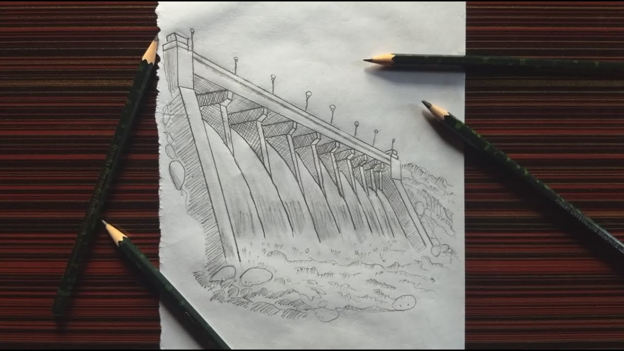 Dam hydropower river graphic color landscape sketch illustration vector  Stock Vector Image  Art  Alamy