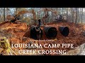 Time lapse Installing 5 foot pipe for creek crossing Louisiana Camp