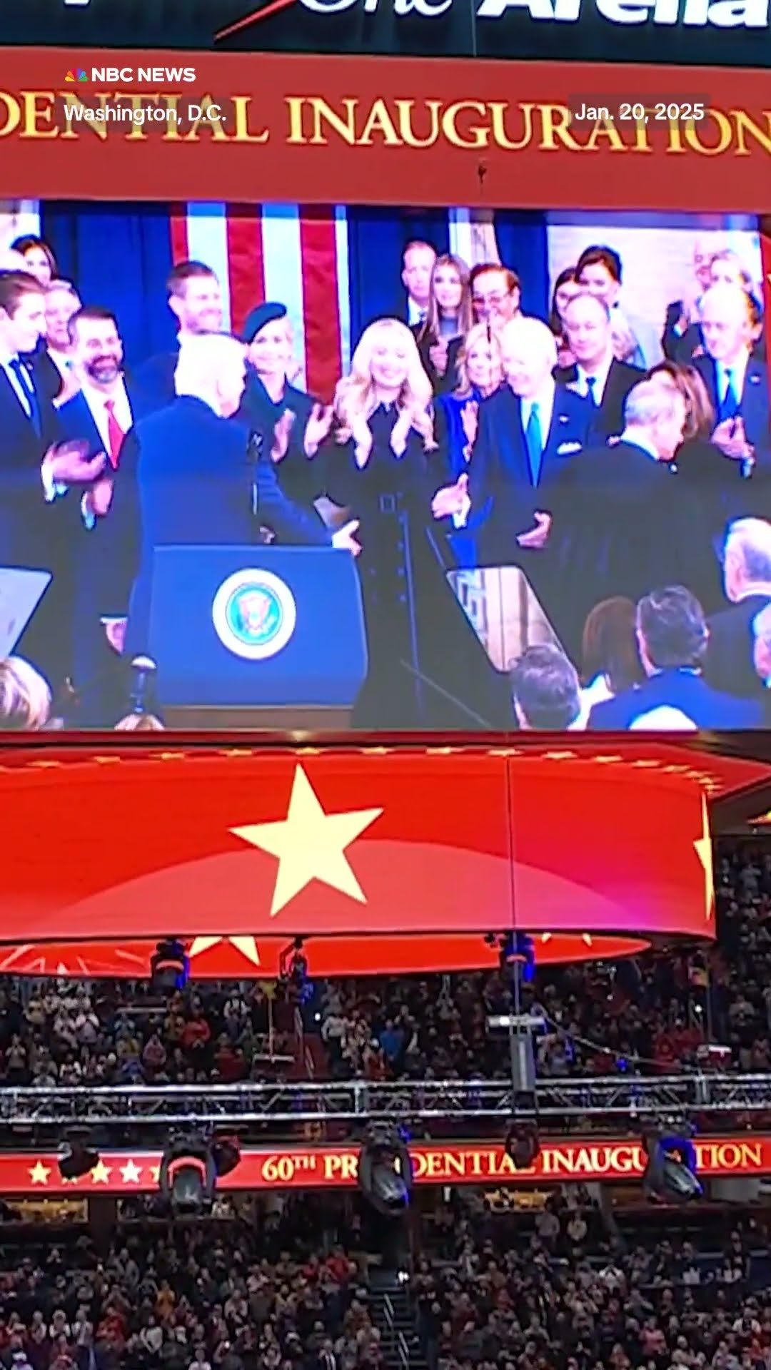 Crowd at Capital One Arena cheers as Trump is sworn in as 47th president