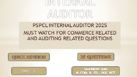 INTERNAL AUDITOR EXAM PART 2 PSPCL Boost Your Exam Preparation #junioraccountant #bcom #CA