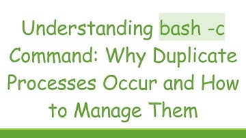 Understanding bash -c Command: Why Duplicate Processes Occur and How to Manage Them