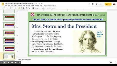 BM Gr 5 Unit 1 9  Using Close Reading Color Coding   Google Slides