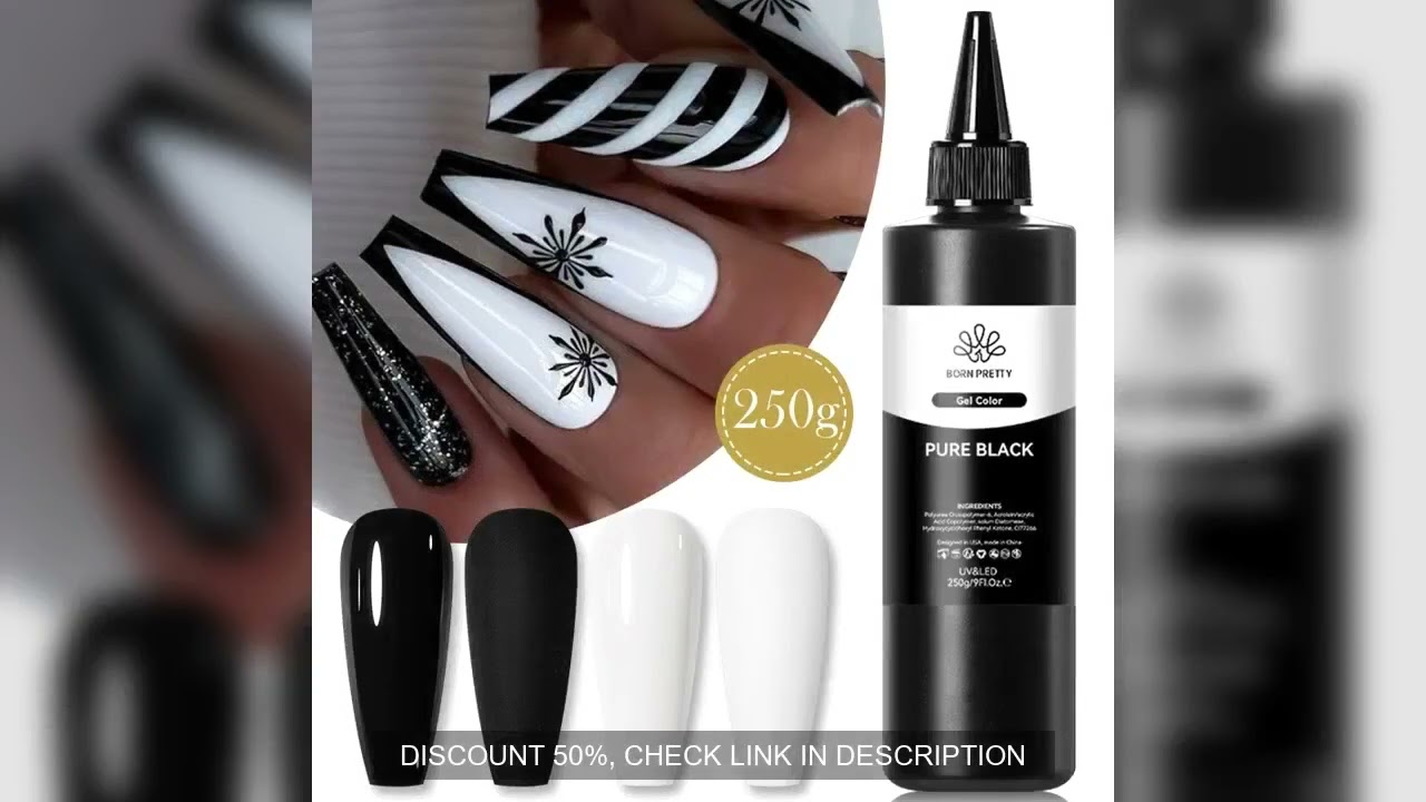 BORN PRETTY 250g Pure Black White Color Gel Nail Polish Semi Permanent Jelly Nude Gel Refilled Packa