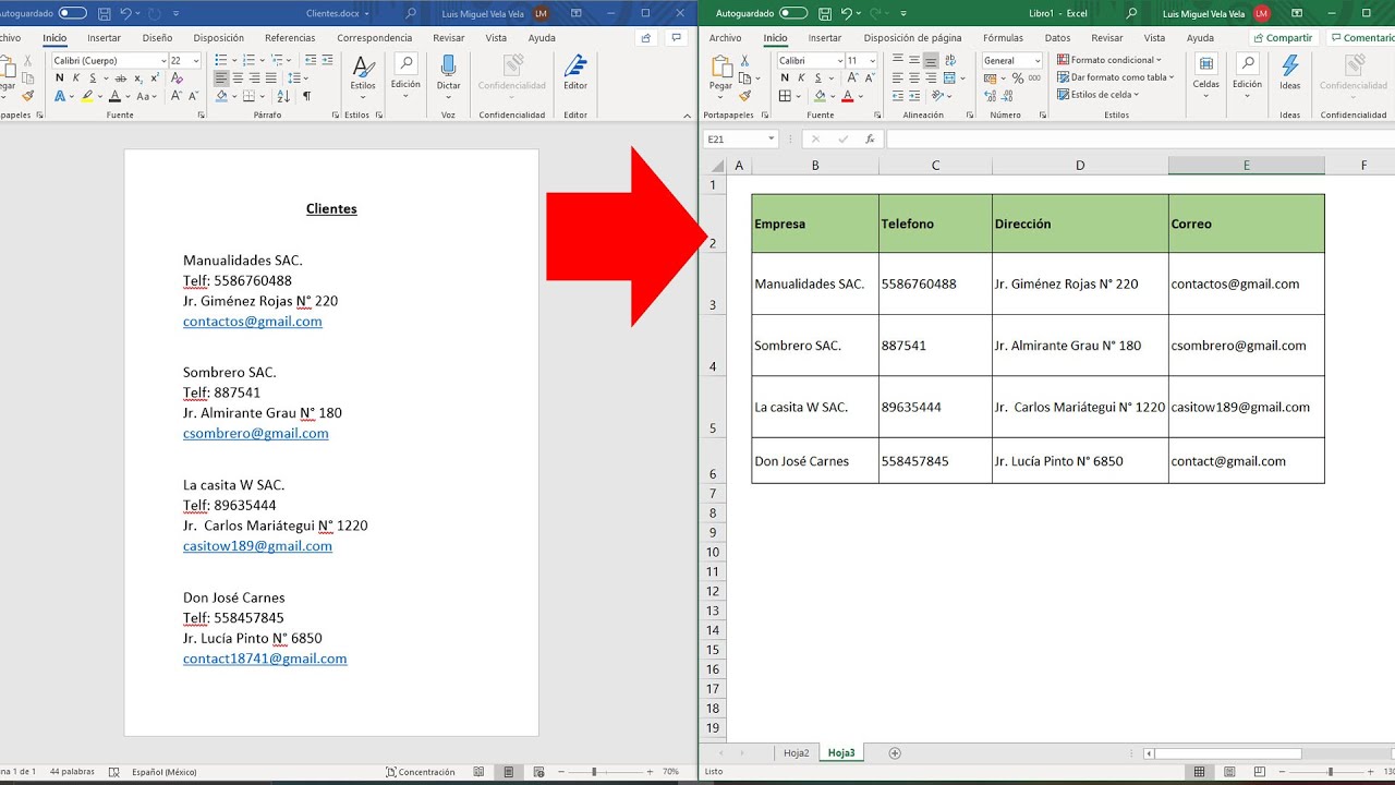 Como Convertir Texto De Word A Tabla De Datos De Excel Youtube