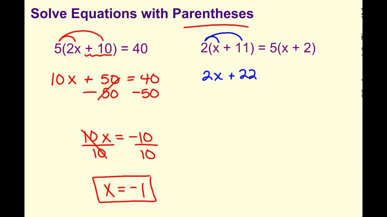 Solve Equations with Parentheses - YouTube