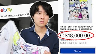 SOMEONE BID $18,000 for my fake bts shirt *they ACTUALLY bought it*