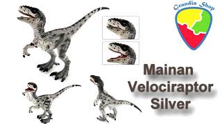 Velociraptor Silver Figure Dinosaurus Model Simulasi Dino